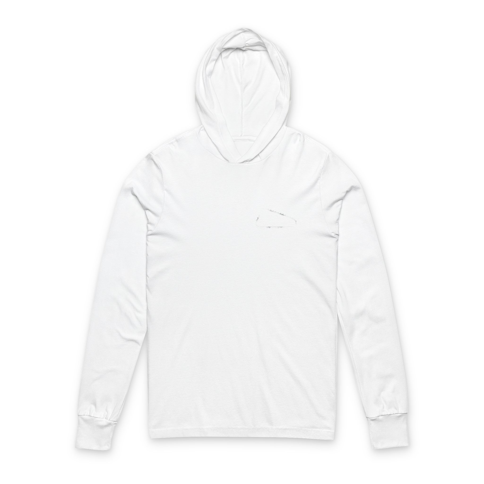 Hooded Long Sleeve Tee — Lightweight White Hooded Tee
