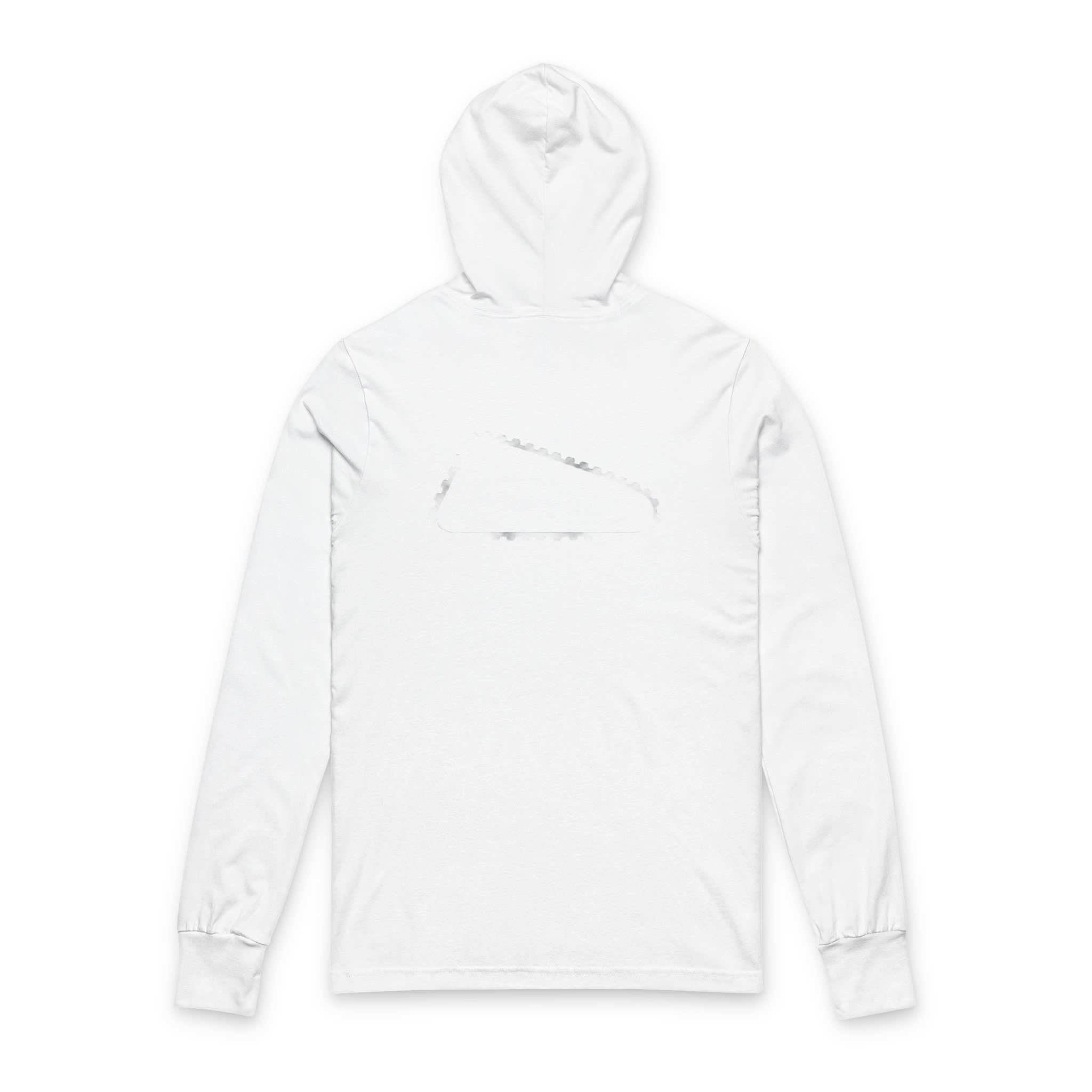 Hooded Long Sleeve Tee — Lightweight White Hooded Tee - Image 2
